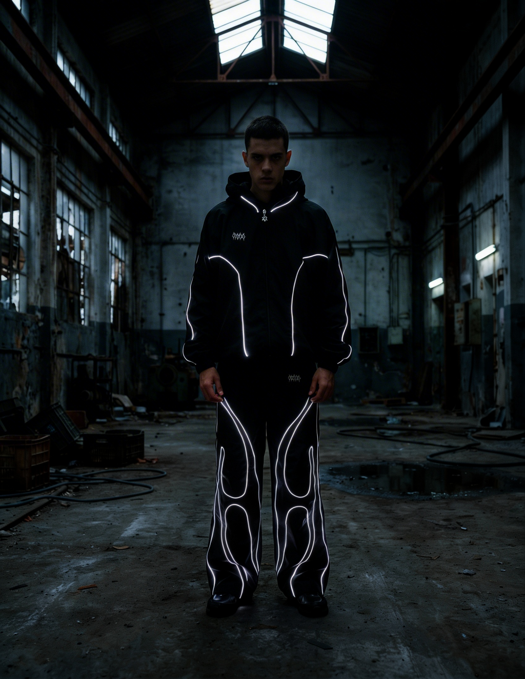 PANTALON PARACHUTE CON LINEAS REFLECTIVAS