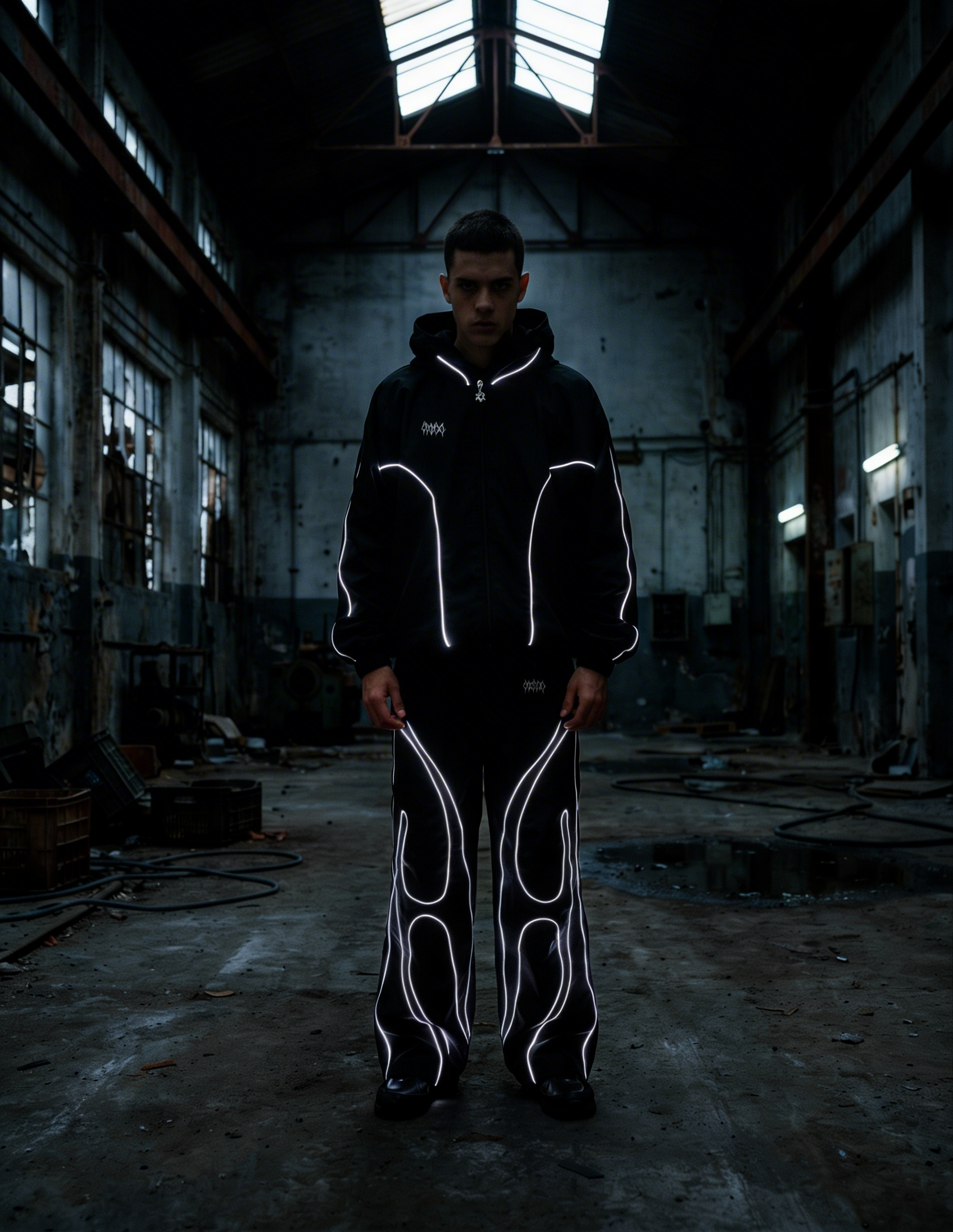 PANTALON PARACHUTE CON LINEAS REFLECTIVAS