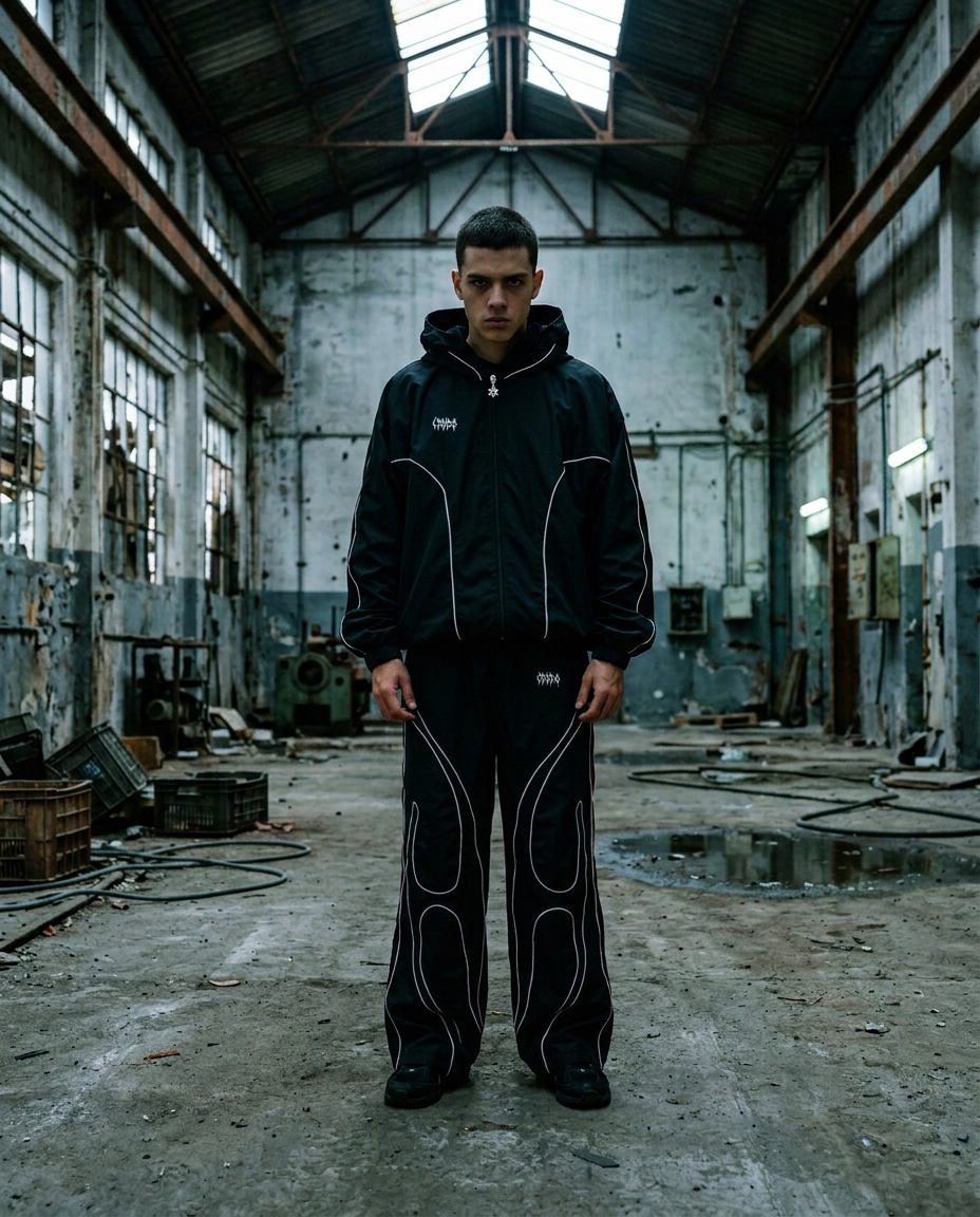 PANTALON PARACHUTE CON LINEAS REFLECTIVAS